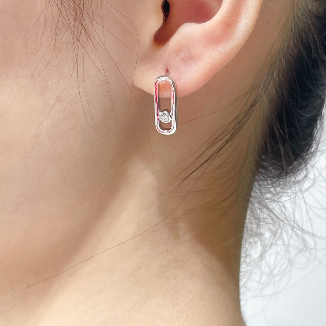 [Glow Jewelry]MOVE UNO SMALL 1 DIAMOND EARRINGS