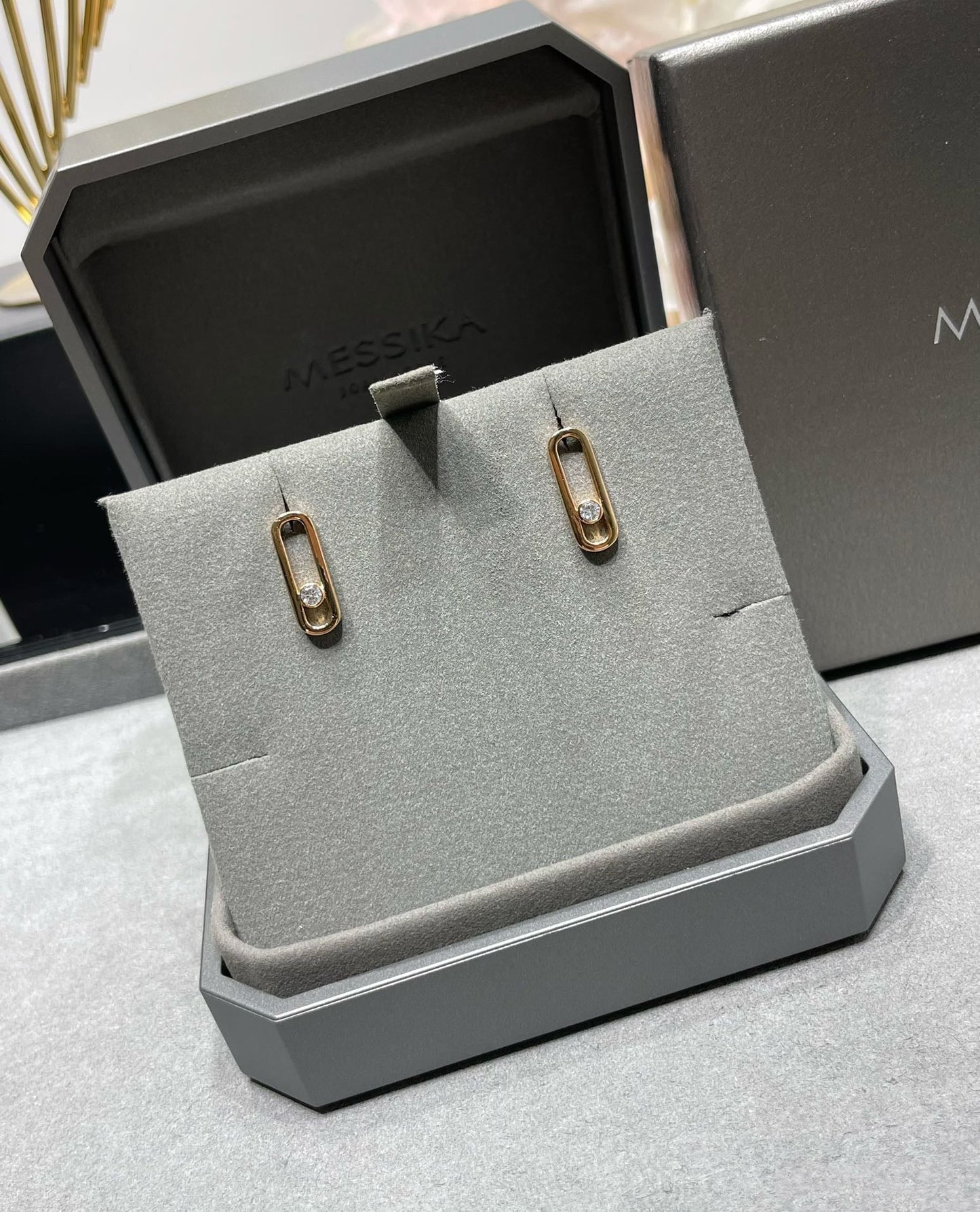 [Glow Jewelry]MOVE UNO SMALL 1 DIAMOND EARRINGS