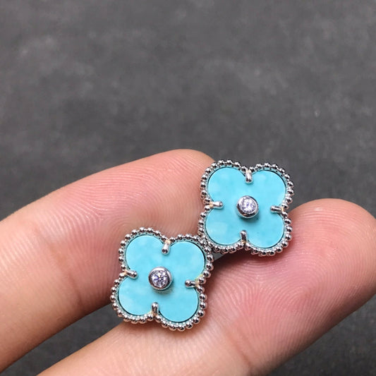 ®Glow Jewelry®CLOVER 1 DIAMOND BLAU HIMMEL SILBER OHHRINGE