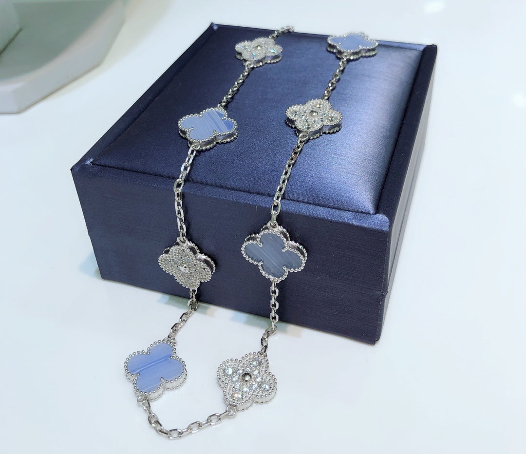 ¡®Glow Jewelry¡¯KLEE 10 MOTIVE CHALCEDON DIAMANTEN SILBERHALSKETTE