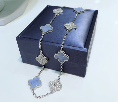 ¡®Glow Jewelry¡¯KLEE 10 MOTIVE CHALCEDON DIAMANTEN SILBERHALSKETTE