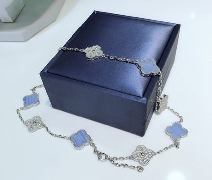 ¡®Glow Jewelry¡¯KLEE 10 MOTIVE CHALCEDON DIAMANTEN SILBERHALSKETTE