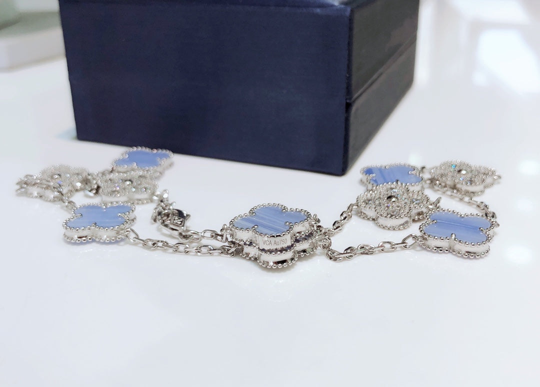 ¡®Glow Jewelry¡¯KLEE 10 MOTIVE CHALCEDON DIAMANTEN SILBERHALSKETTE