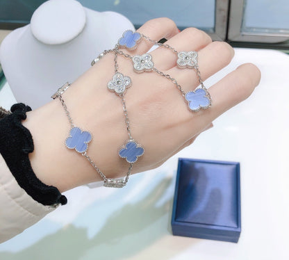 ¡®Glow Jewelry¡¯KLEE 10 MOTIVE CHALCEDON DIAMANTEN SILBERHALSKETTE