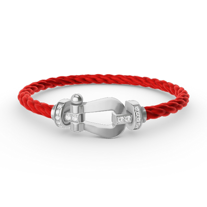 [Glow Jewelry]FORCE LARGE HORSESHOE HALF DIAMOND BRACELET SILVER