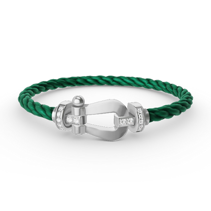 [Glow Jewelry]FORCE LARGE HORSESHOE HALF DIAMOND BRACELET SILVER