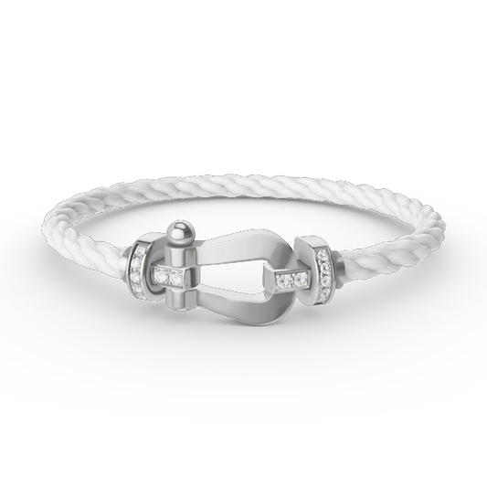[Glow Jewelry]FORCE LARGE HORSESHOE HALF DIAMOND BRACELET SILVER
