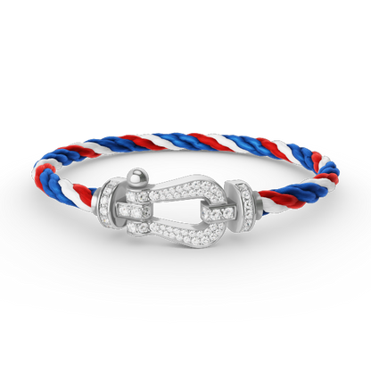 [Glow Jewelry]FORCE LARGE HORSESHOE FULL DIAMOND BRACELET SILVER