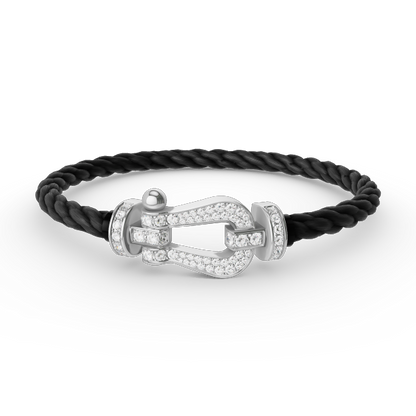 [Glow Jewelry]FORCE LARGE HORSESHOE FULL DIAMOND BRACELET SILVER