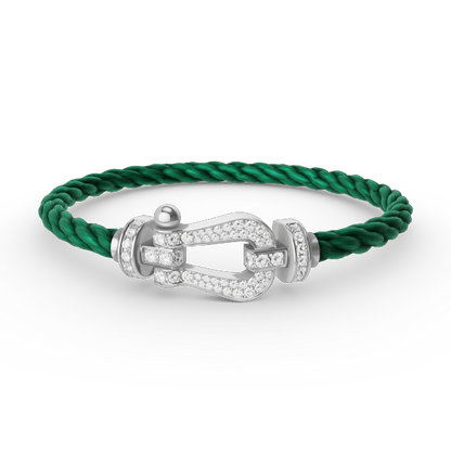 [Glow Jewelry]FORCE LARGE HORSESHOE FULL DIAMOND BRACELET SILVER
