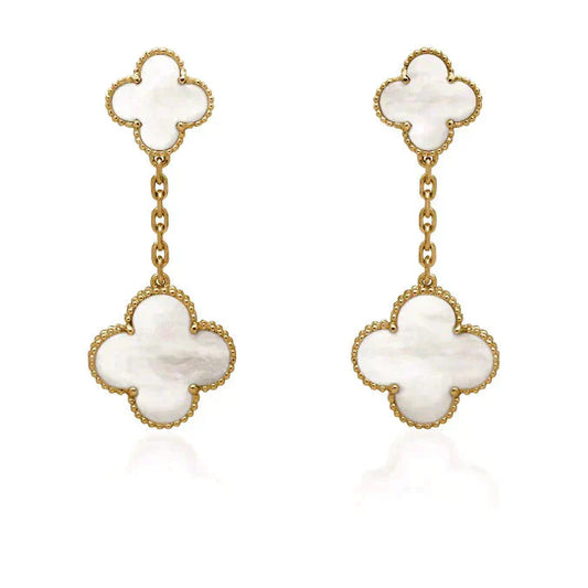 „Glow Jewelry“ CLOVER 2 MOTIVE WEISS PERLMUTT OHRRINGE