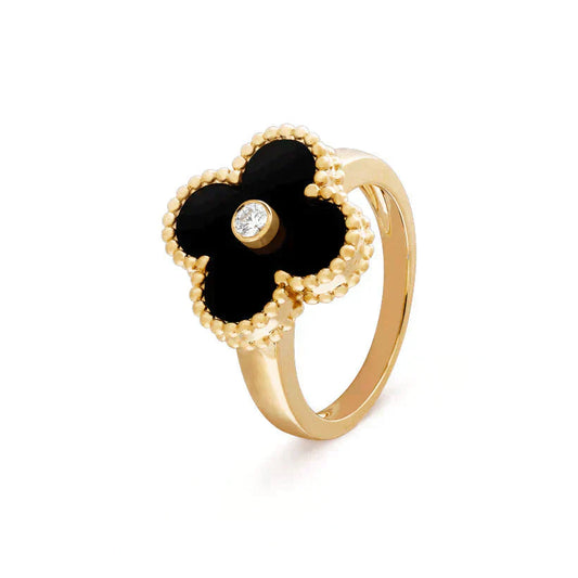 [Glow Jewelry]CLOVER ONYX RING GOLD DIAMOND