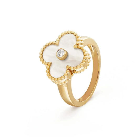¡®Glow Jewelry¡¯CLOVER PINK MOP RING GOLD DIAMOND